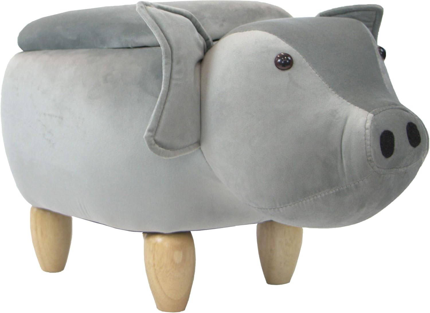 Critter Sitters Pink 15-in. Seat Height Pig Animal Shape Storage Ottoman Furniture Pack of 2