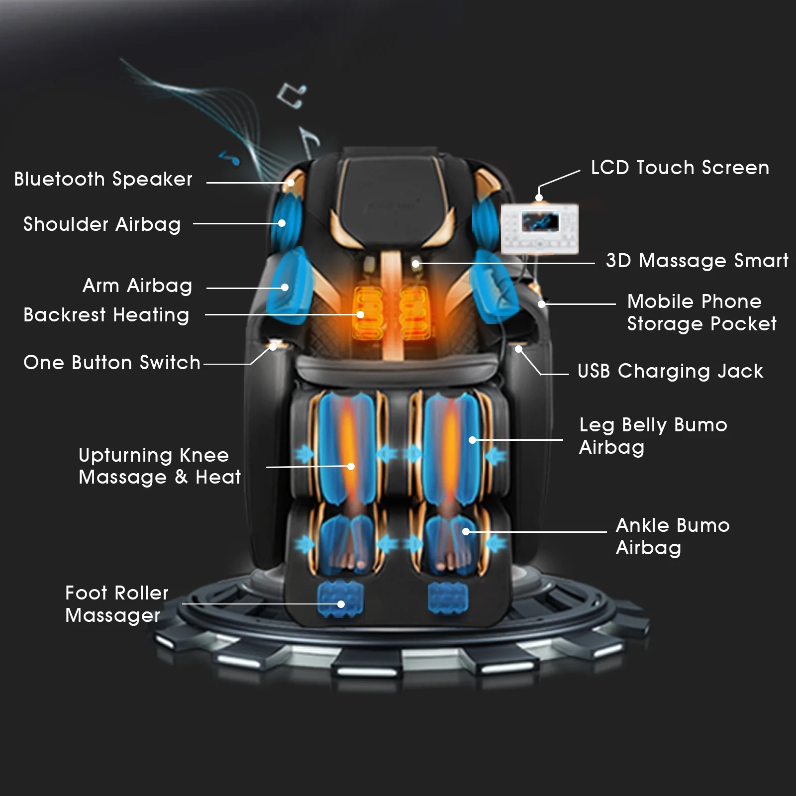 Artist Hand Massage Chair Full Body, SL Track Zero Gravity Massage Chair Recliner with 12 Modes, AI Voice Control, Bluetooth, Body Scan, Foot Roller & Airbags Massage