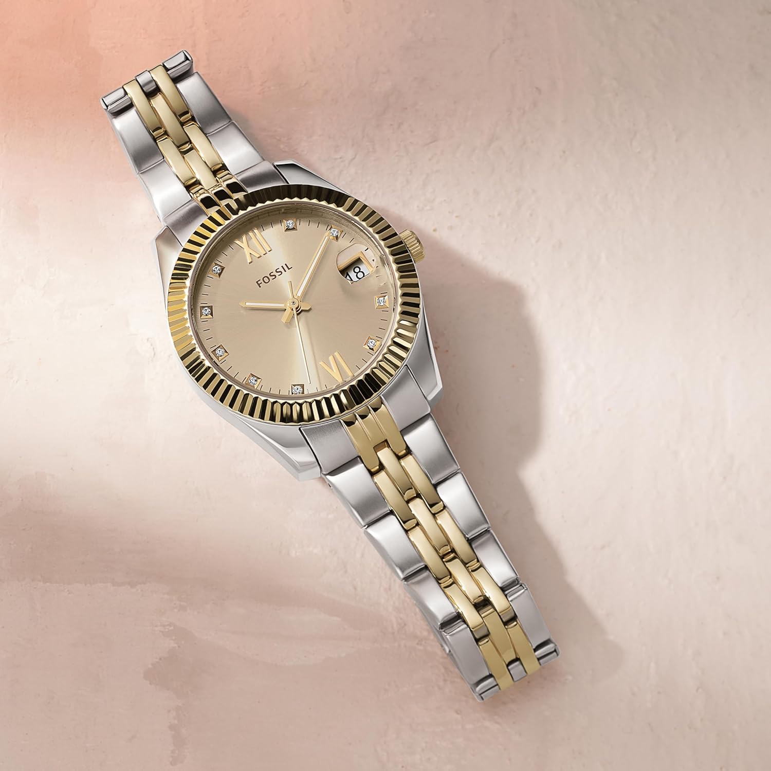 Fossil Women's Scarlette Mini Quartz Stainless Steel Three-Hand Watch, Color: Gold/Silver (Model: ES4949)
