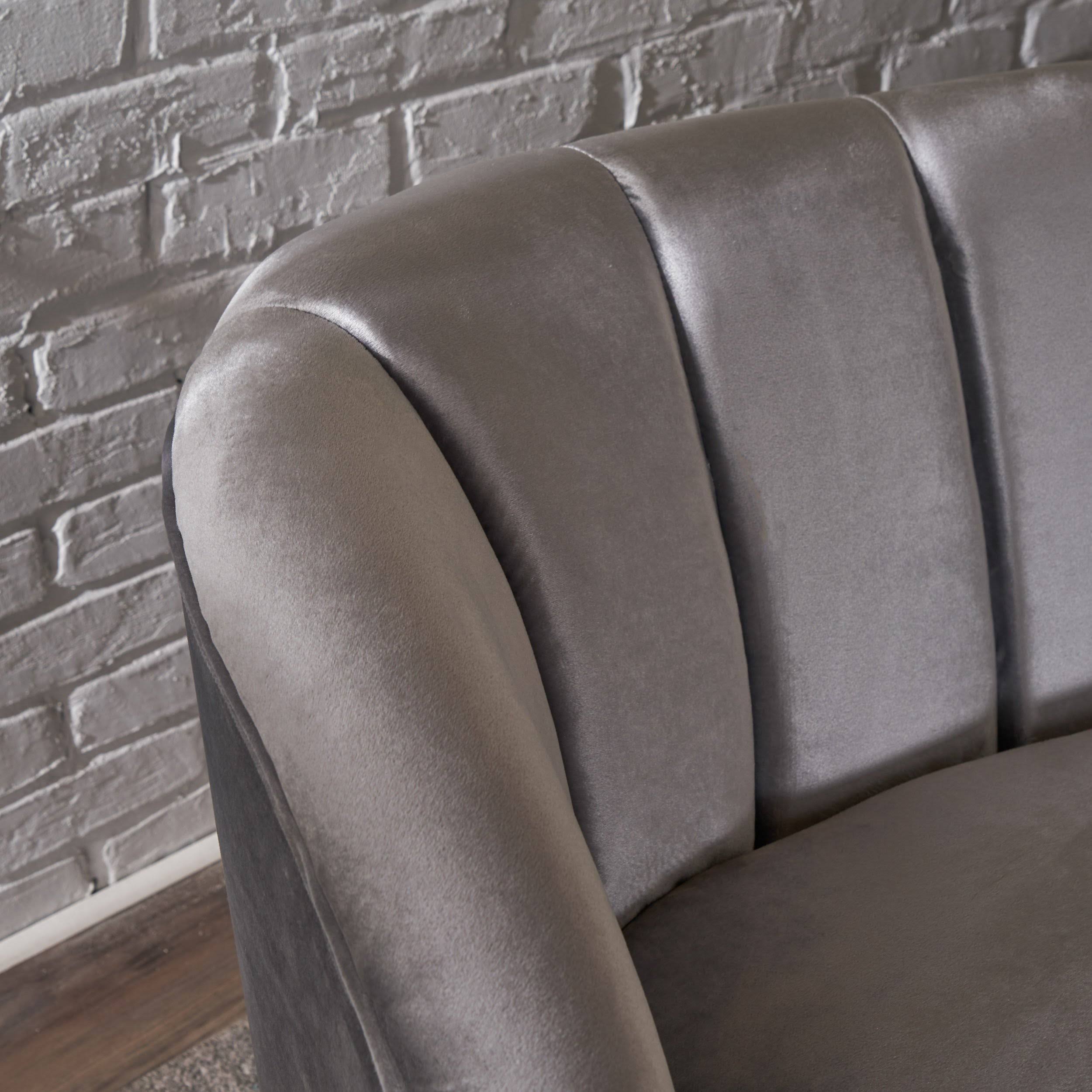 Scarlett Modern New Velvet Settee - Seafoam Blue