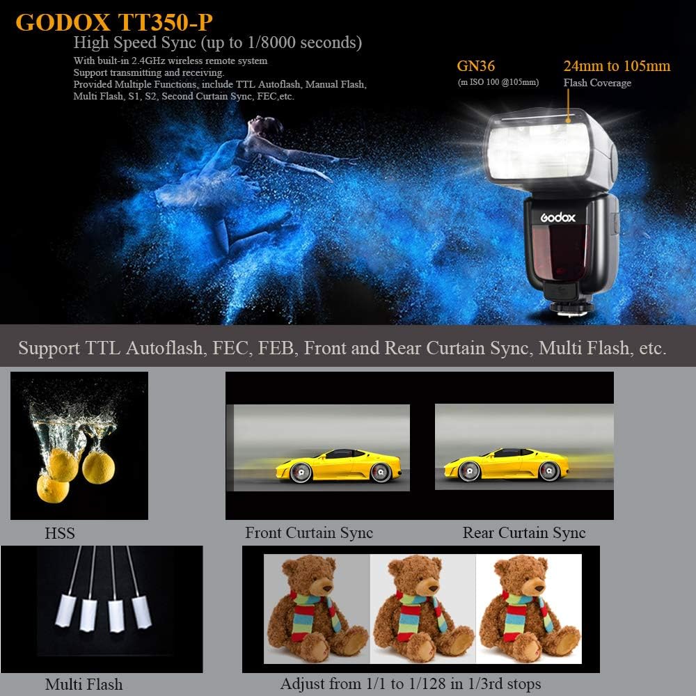 GODOX TT350P TTL Flash Speedlite Compatible for Pentax Cameras 645Z K-3II K-1 KP K-50 K-S2 K70 (TT350P)