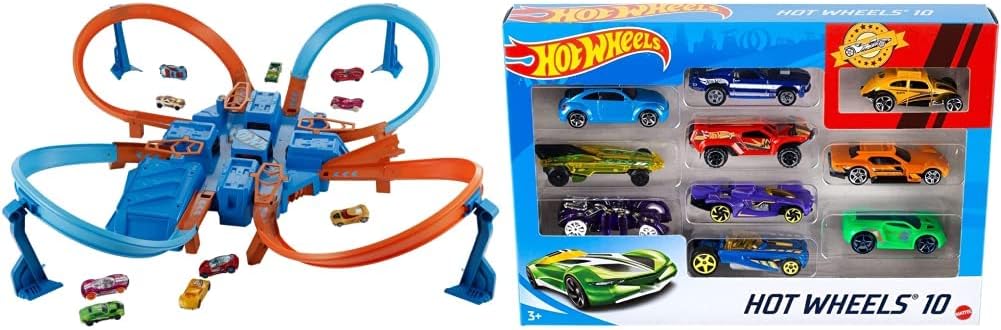 Hot Wheels Criss Cross Crash Track Set [Amazon Exclusive] & Car & Mega Track Pack [Amazon Exclusive] 40 Feet