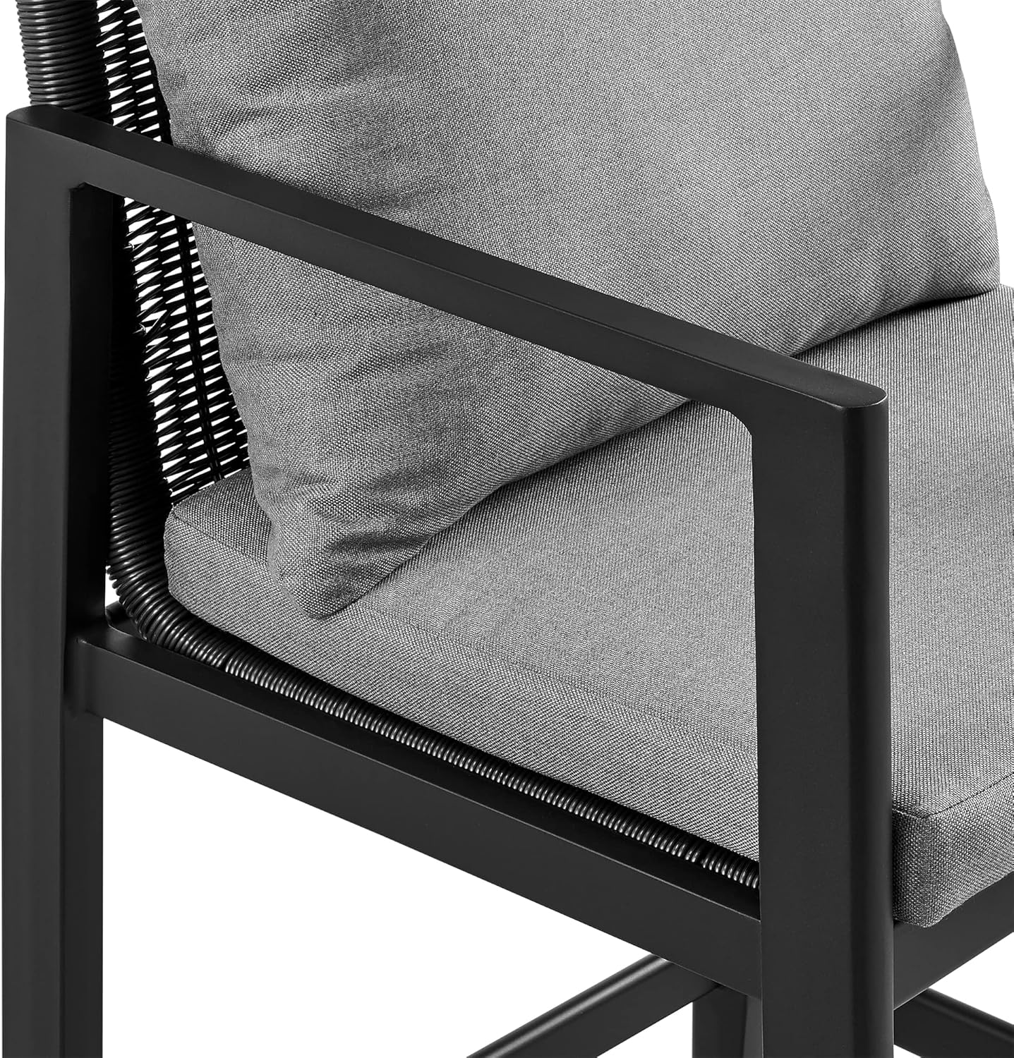Armen Living Grand Modern Outdoor Patio Bar Table and Stools Set, 5 Piece, Black
