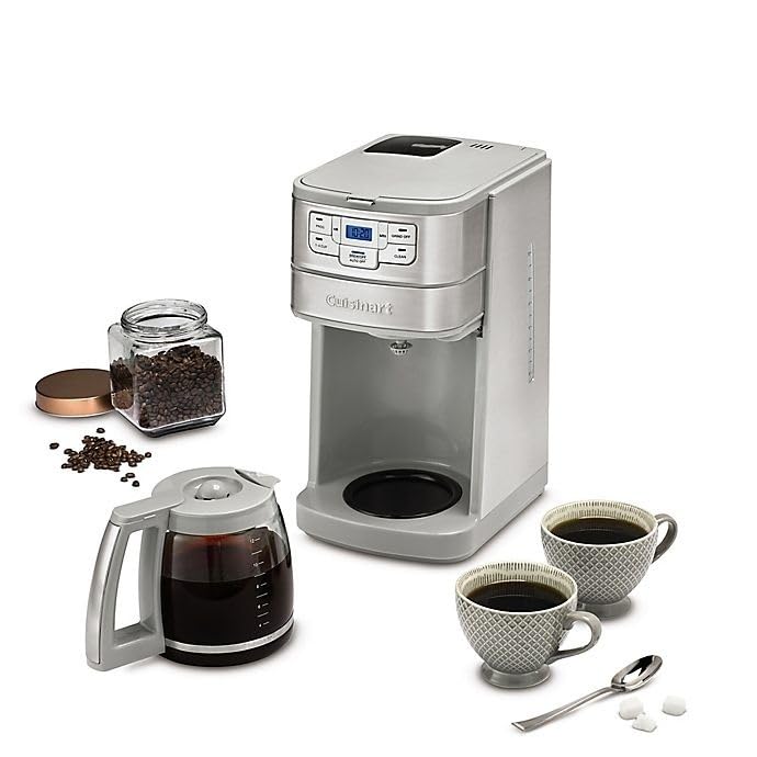 Cuisinart DGB-400 Automatic Grind and Brew 12-Cup Coffeemaker with 1-4 Cup Setting and Auto-Shutoff, Black/Stainless Steel