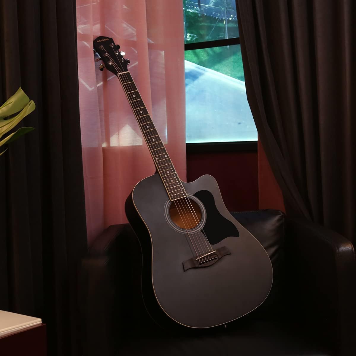 AODSK 41inch Acoustic Guitar Beginner Full Size 41 Inch Guitar+Guitar Foot Stool