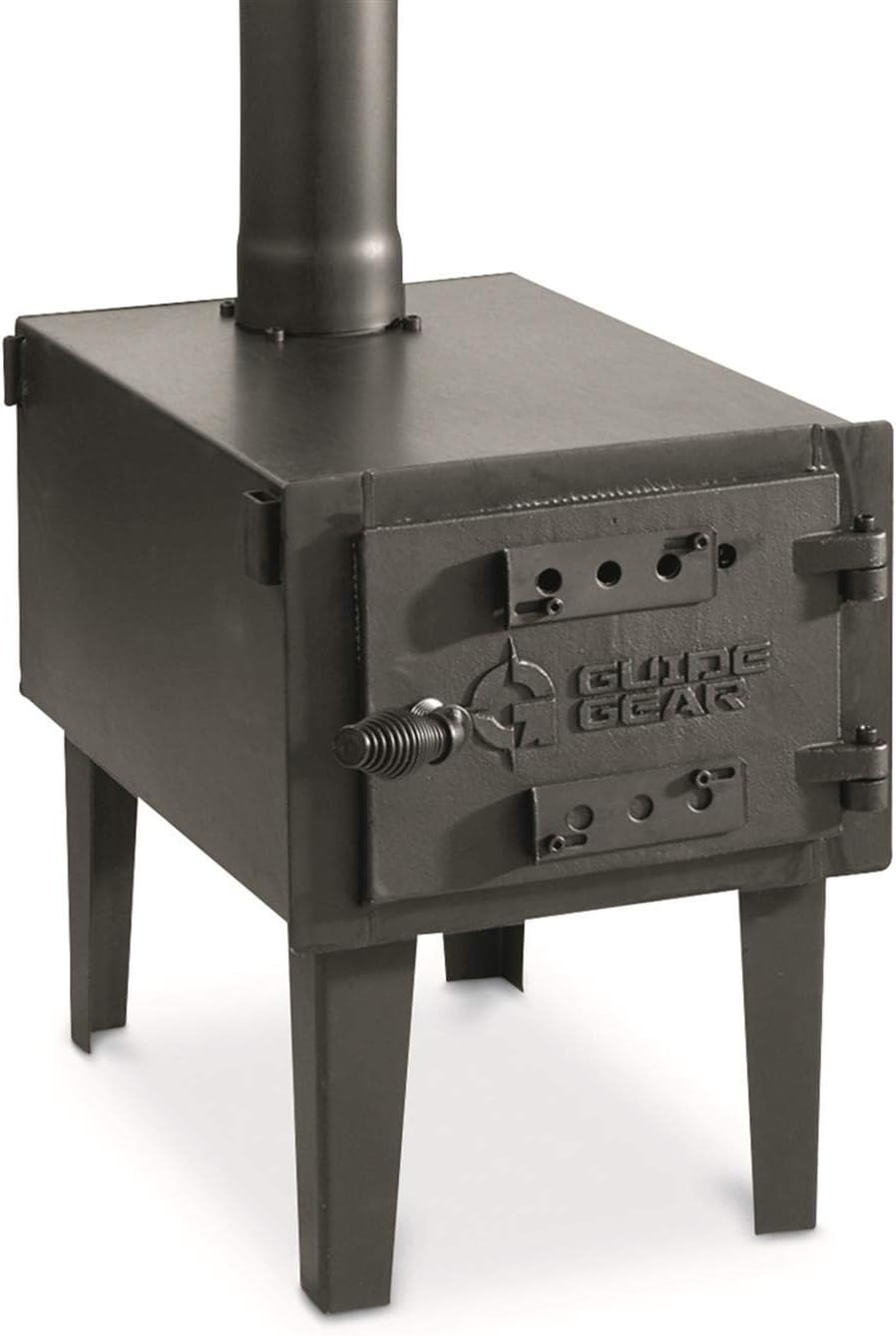Guide Gear Outdoor Wood Burning Stove, Portable with Chimney Pipe for Cooking, Camping, Tent, Hiking, Fishing, Backpacking