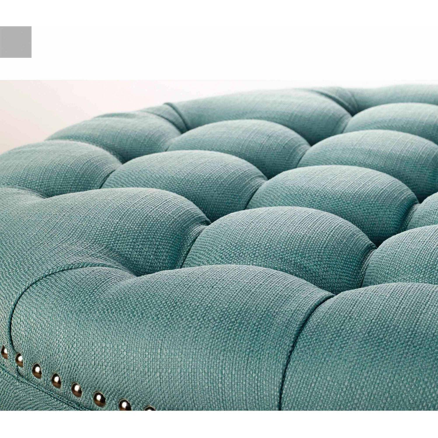 Better Homes and Gardens Round Tufted Storage Ottoman with Nailheads,