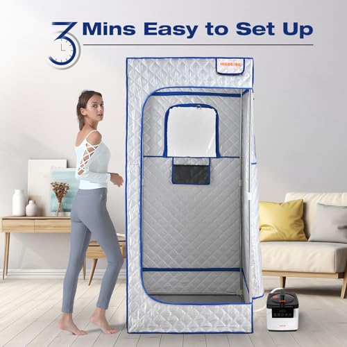 Portable Full Size Steam Sauna, Lightweight Steam Saunas for Home Spa, FCC Certified 2.6L & 1000W Steam Generator, 90 Minute Timer, Indoor Steam Sauna Tent with Remote Control, Black