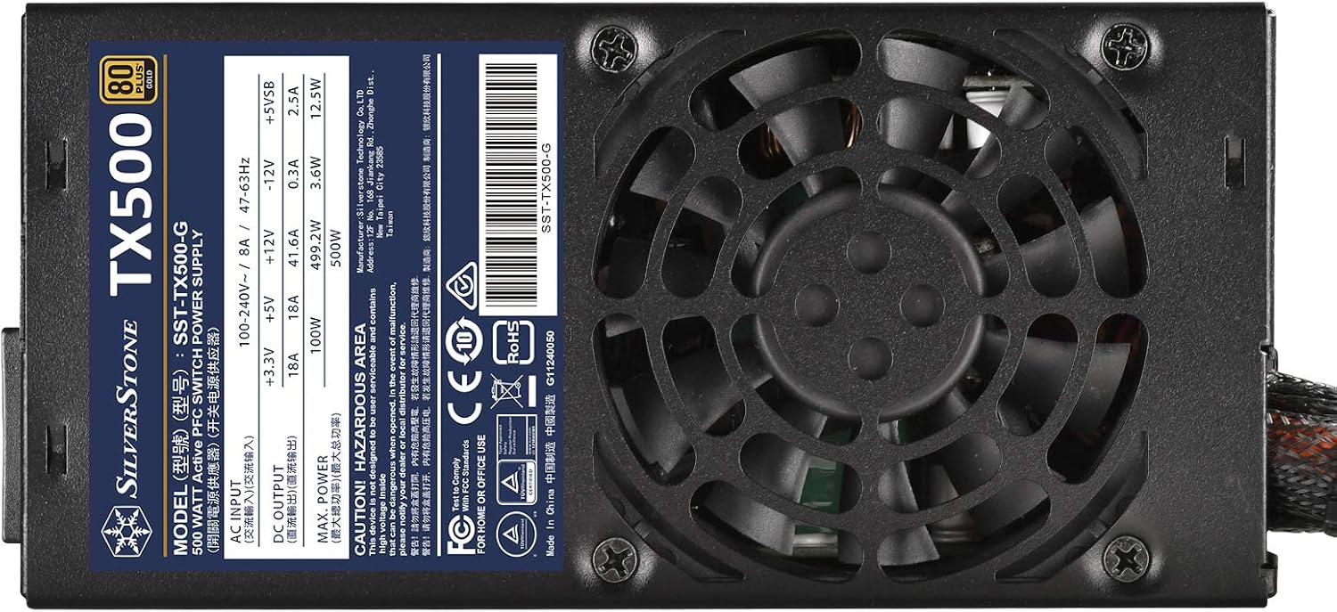 SilverStone Technology 500W Fixed Cable TFX Power Supply 80 Plus Gold TX500-G (SST-TX500-G)