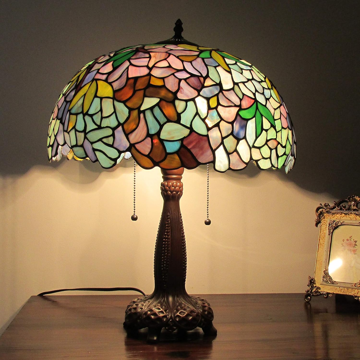 Tiffany-Style 2 Light Wisteria Table Lamp 16" Shade