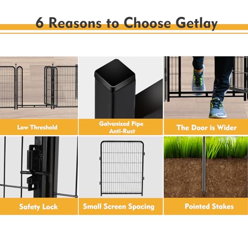 Tall Garden Fence, 32in(H) Dog Fence Outdoor for Yard. 12 Panels Total 27Ft(L) No Dig Fence, Suitable for Indoor or Outdoor Use Play Pens for Puppys, Large Dog Pen, Rabbit Fence for Garden
