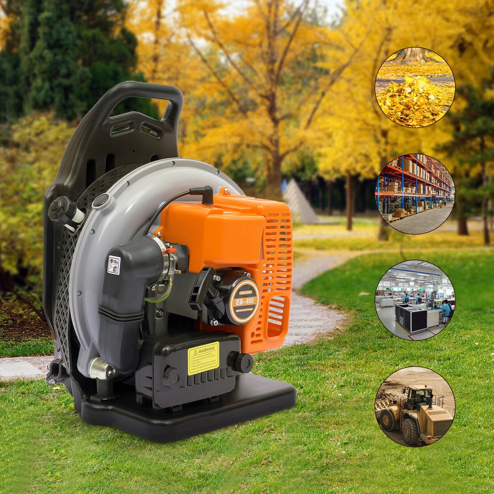 65CC 3.6HP Backpack Leaf Blower,2-Cycle Portable Backpack Blower Gas Powered, 635-CFM, Powerful Clearing Performance & Ergonomic Harness System, Air Blower for Garden Snow Dirt Debris