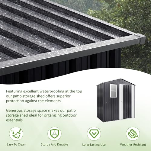 10x10 FT Outdoor Storage Shed, Metal Garden Tool Shed with Updated Frame Structure, Lockable Doors and Windows, Ideal for Backyard Garden Patio Lawn, Grey
