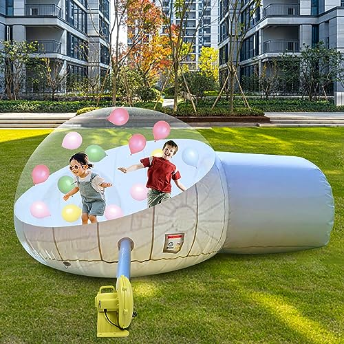 D-Ring Single Tunnel Inflatable Bubble Tent, Transparent Bubble House Sports Tent Instant Tent Shelter Outdoor Bubble Tent w/Blower for Indoor/Outdoor Family Backyard Camping, 3-5 Adults Tent