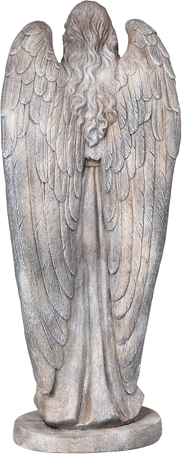 Design Toscano FU63854 Praying Angel of Mercy Outdoor Garden Statue, 18 inches wide, 46 inches tall, Handcast Polyresin, Gray Stone Finish