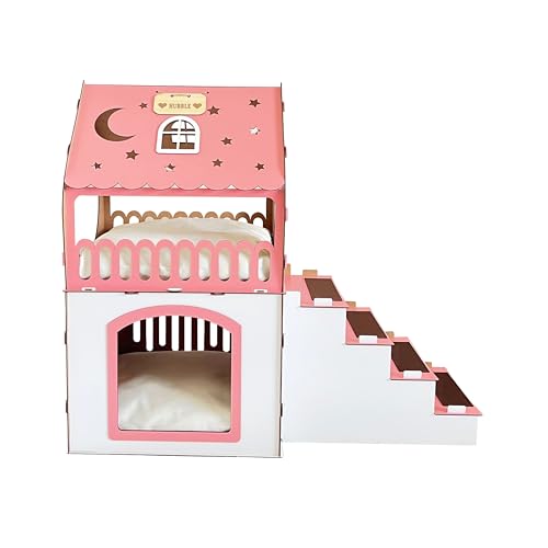 Wooden Cat House, Modern Rabbit House, Triple Pet House, Pet Furniture, QPRPET New House, Pet Playground, Cat Furniture, Dog House, Pet Bed, Cat Bed, Pet home, Dog Furniture (White)