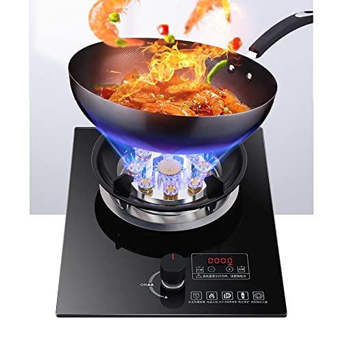 Burner Gas Cooker gas hob 5.2KW Built-in gas stove， Table-Top Cooking ，Black tempered glass is easy to clean，Portable wok gas stove for Home, Camping & Caravan Cooking [Energy Class A]