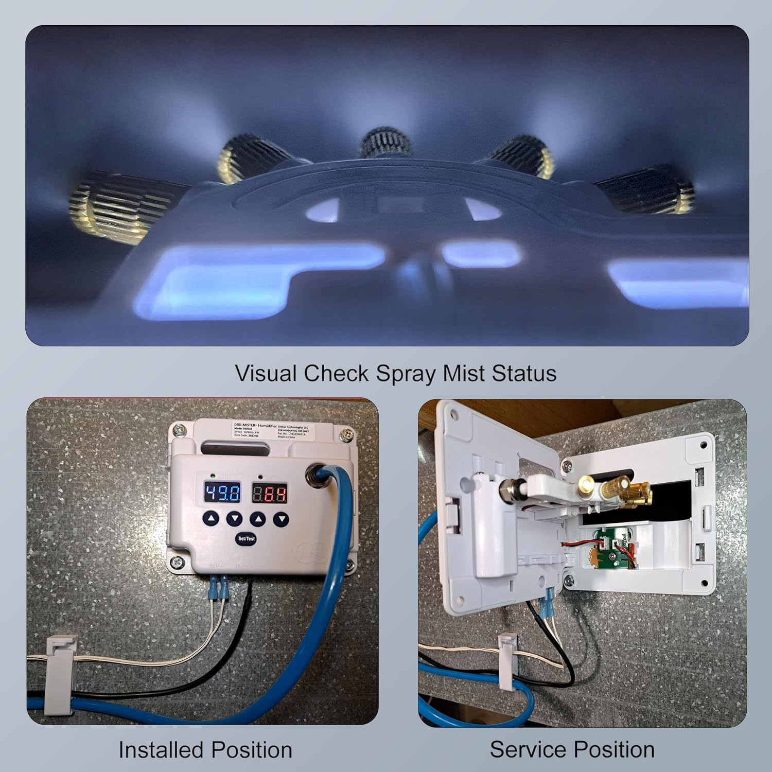 Evaporative Duct Mount Whole House Furnace Humidifier with 8 UV-C LEDs, Atomizing Cool Mist Variable Capacities for Homes and Offices from 1000 to 3500 sq. ft.