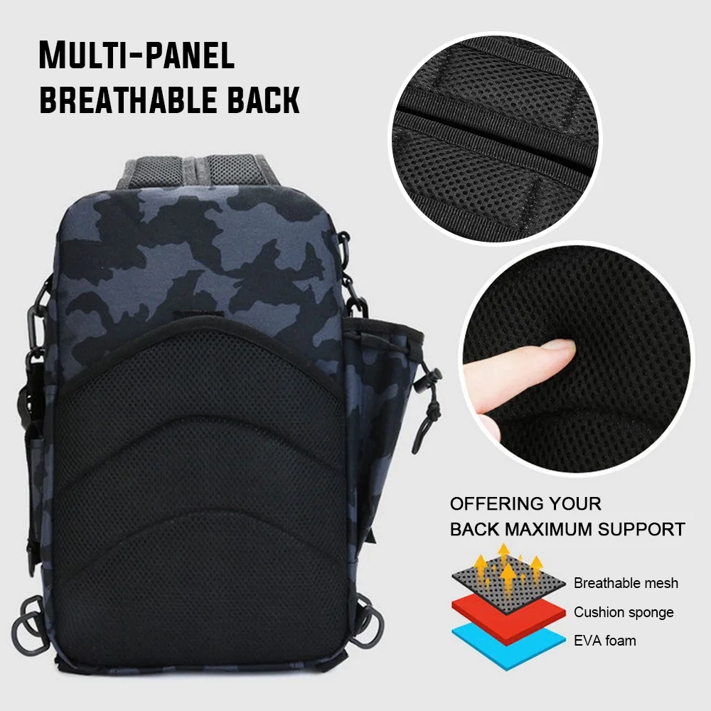 Fishing Tackle Backpack Storage Bag Outdoor Shoulder Backpack Water-Resistant Fishing Gear Bag Cross Body Sling Bag