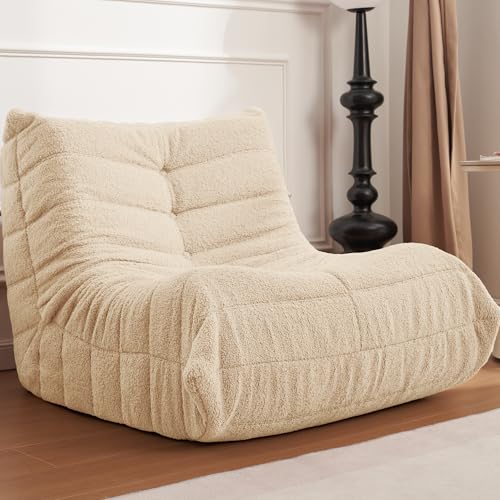Bean Bag Chair Big Sofa Beanbag Chair for Adults Fireside Chair Bean Bag Lounger with Memory Foam Filled for Home,Apartment or Gaming Venue(Black Plush)