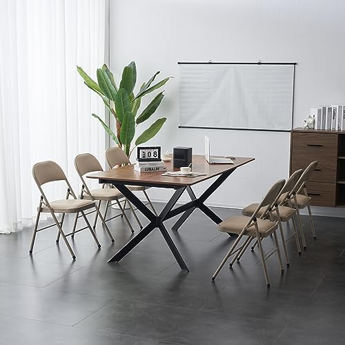 4 Pack White Folding Chairs with Padded Seats for Outdoor & Indoor, Portable Stackable Commercial Seat with Steel Frame for Events Office Wedding Party, 330lbs Capacity (White, 4 Pack)