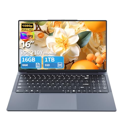15.6 inch Laptop, Laptops with Core 8100Y (up to 3.40GHz), Gaming Laptop 16GB RAM 512GB ROM, FHD 1920 x 1080, Win 11 Pro Traditional Laptops Computers with WIFI BT 5.0 Netbook For Student Busines