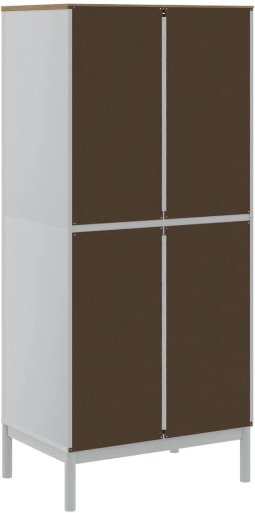 vidaXL Wardrobe Floro - Solid Pine Wood, White Finish, 30.3"x20.9"x67.3", Spacious Storage with Clothes Rail and Practical Doors