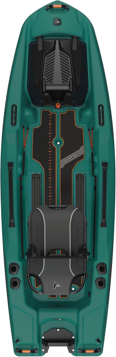Pelican Catch PWR 100 - Sit-on-Top Fishing Kayak - Ergo360 Seating System - 10 ft - Forest Green/Magnetic Grey