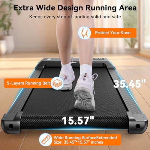 DeerRun Walking Pad, Smart Raceable 2024 Upgrade Treadmills for Home, APP&Remote Control LED Display, 2 in 1 Walking Jogging Portable Desk Treadmill, Easy Operation for Beginners