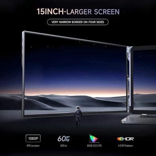 Oiiwak 16inch Triple Portable Monitor for Laptop, Aluminum Alloy 1200P Tri-Screen Monitor Extender with HDMI & USB-C Ports,Compatible with Mac & Windows 15-17.3" Laptop-OK16