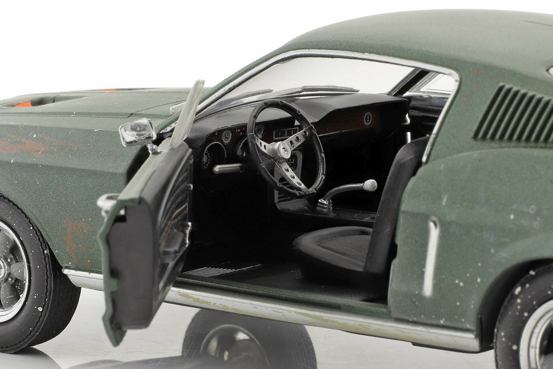 Greenlight 1968 Ford Mustang GT Fastback Green Unrestored Steve McQueen Collection 1930-1980 2018 Detroit Auto Show 1/24 Diecast