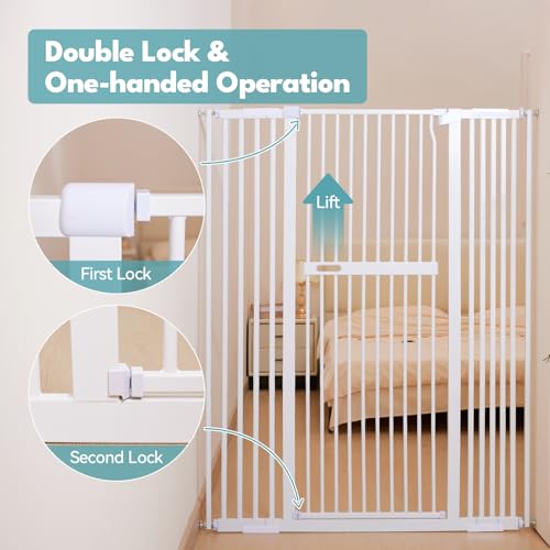 55.1" Extra Tall Pet Gate, 29.9-44.4" Wide Dog Gates for Doorways & Stairs, Metal Auto Close Cat Gate, Pressure Mounted Dog Gate, NO Tools Needed NO Drilling, Black