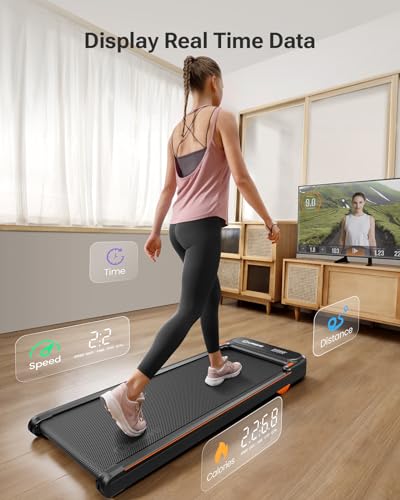 UREVO Under Desk Treadmill, Walking Pad for Home/Office, Portable Walking Treadmill 2.25HP, Walking Jogging Machine with 265 lbs Weight Capacity Remote Control LED Display
