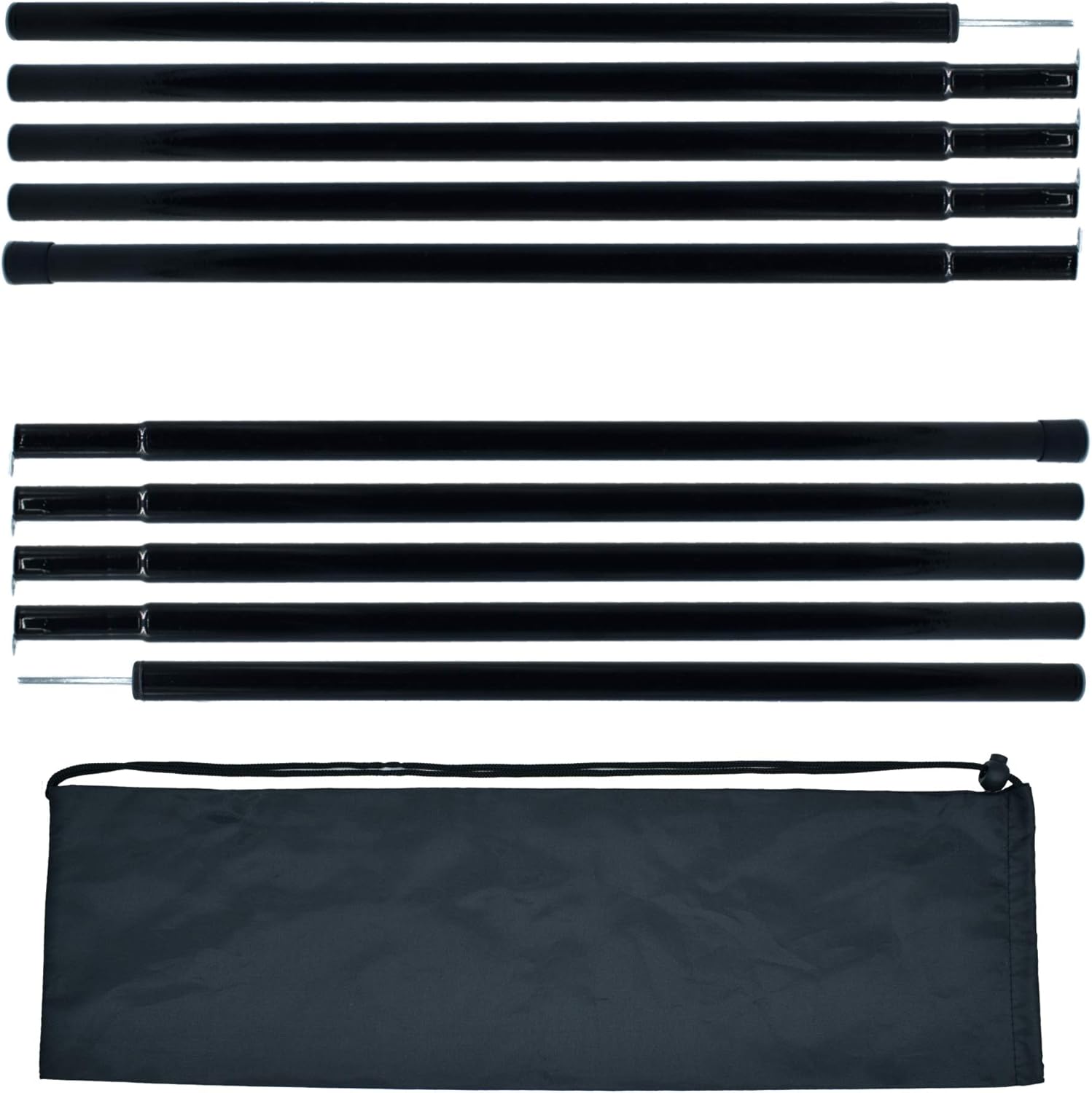 BATDIYOW Adjustable Tent Poles Steel Rods for Tarp Canopy Camping Replacement Set of 2 (Black) Pack of 2
