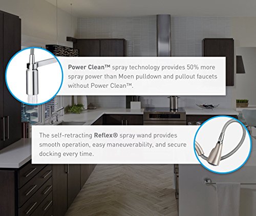 Moen Brantford Oil Rubbed Bronze Traditional One-Handle High-Arc Pulldown Bar Faucet with Reflex Docking System and Power Clean, 5985ORB