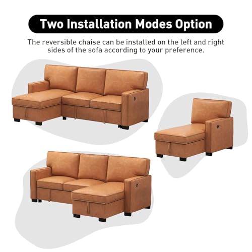 Convertible Sleeper Sofa 3 in 1, Chenille Modern L-Shaped Couches for Living Room, Pull Out Sectional Futon Sofa Bed with Storage Space, USB Ports and Cup Holders for Bedroom, Grey