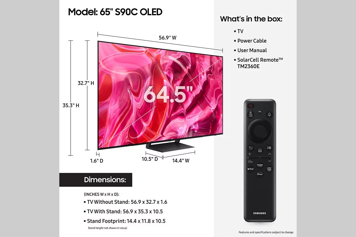 SAMSUNG 65" Class S90C OLED 4K Smart TV QN65S90CAFXZA 2023