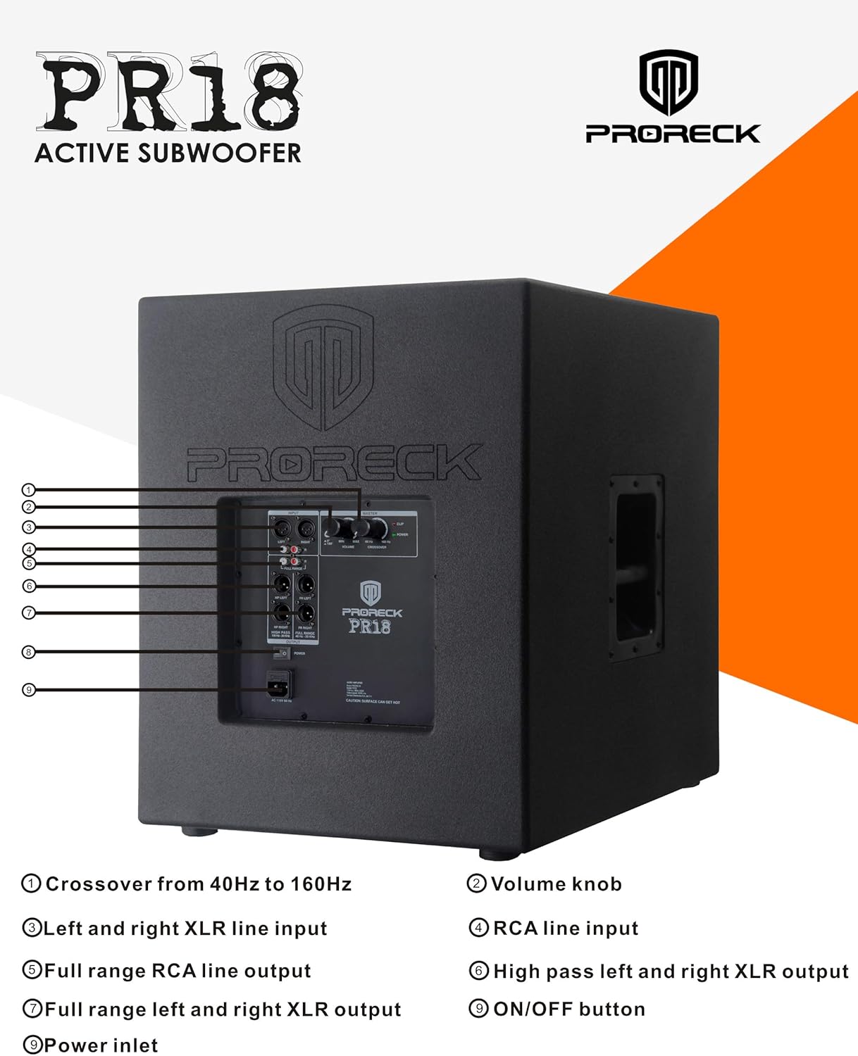 PRORECK PR18 18 inch 2000W P.M.P.O Active Powered PA DJ Subwoofer Cabinet (ONE subwoofer)