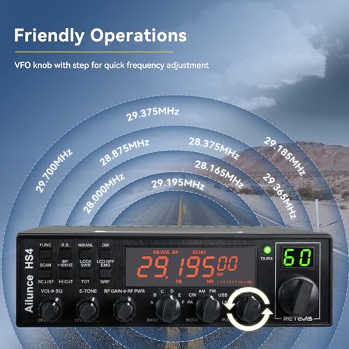Retevis Ailunce HS4 10 Meter Radio, High Power SSB Ham Radio Base Station, CW/SSB/AM/FM/PA Mode, Noise Reduction, Dual Watch, SWR Protection, Amateur Mobile Radio Transceiver for Emergency Response