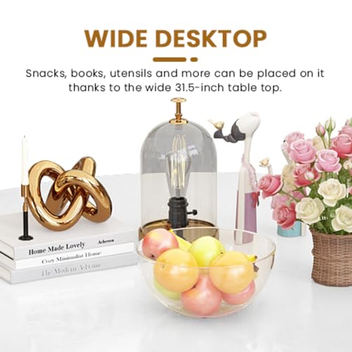 42 Inch Round Dining Table, Pure White Tulip Dining Table Tulip Table W/0.71" Thickness & Metal Pedestal Base for 4 to 6 People, Modern Round Kitchen Table Leisure Table Circle Coffee Table