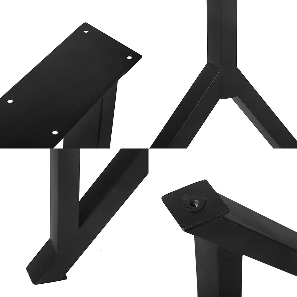 Metal Table Legs Cast Iron Dining Table Legs,28” Height 35” Wide Industrial Bench Legs Black Desk Legs,Rustic Heavy Duty DIY Furniture Legs,Square Tube Coffee Table Legs 2 PCS