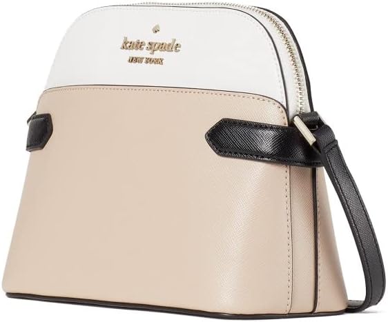 Kate Spade Staci Colorblock Dome Saffiano Leather Crossbody Bag Purse Handbag, WARM BEIGE MULTI