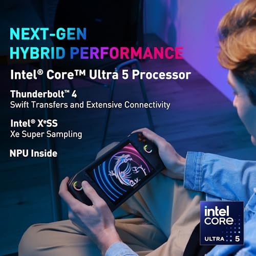 MSI Claw PC Gaming Handheld: Intel Ultra 7-155H, 7" FHD 120Hz Display, 16GB LPDDR5, 512GB NVMe SSD, MicroSD Card Reader, Thunderbolt 4, Win 11 Home: Black A1M-051US