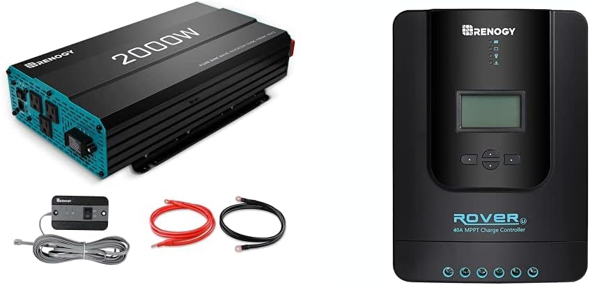 Renogy 1000W Pure Sine Wave Inverter 12V DC to 120V AC Converter for Home, RV, Truck, Off-Grid Solar Power Inverter 12V to 110V with Built-in 5V/2.1A USB Port, AC Hardwire Port, Remote Controller