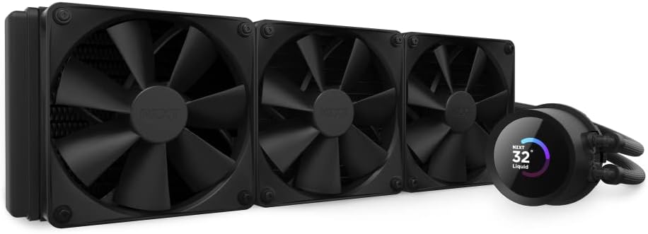 NZXT H6 Flow RGB Mid-Tower Airflow Case with 3 RGB Fans, Panoramic Glass Panels, Cable Management & 360mm AIO CPU Liquid Cooler with Customizable LCD Display, High-Performance Pump, 3 Fans