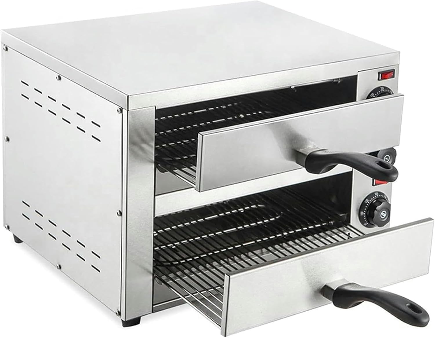 Countertop Pizza Oven Electric Indoor Pizza Oven Commercial Stainless Steel 2-Layers Pizza Cooker with Timer for Home Restaurant