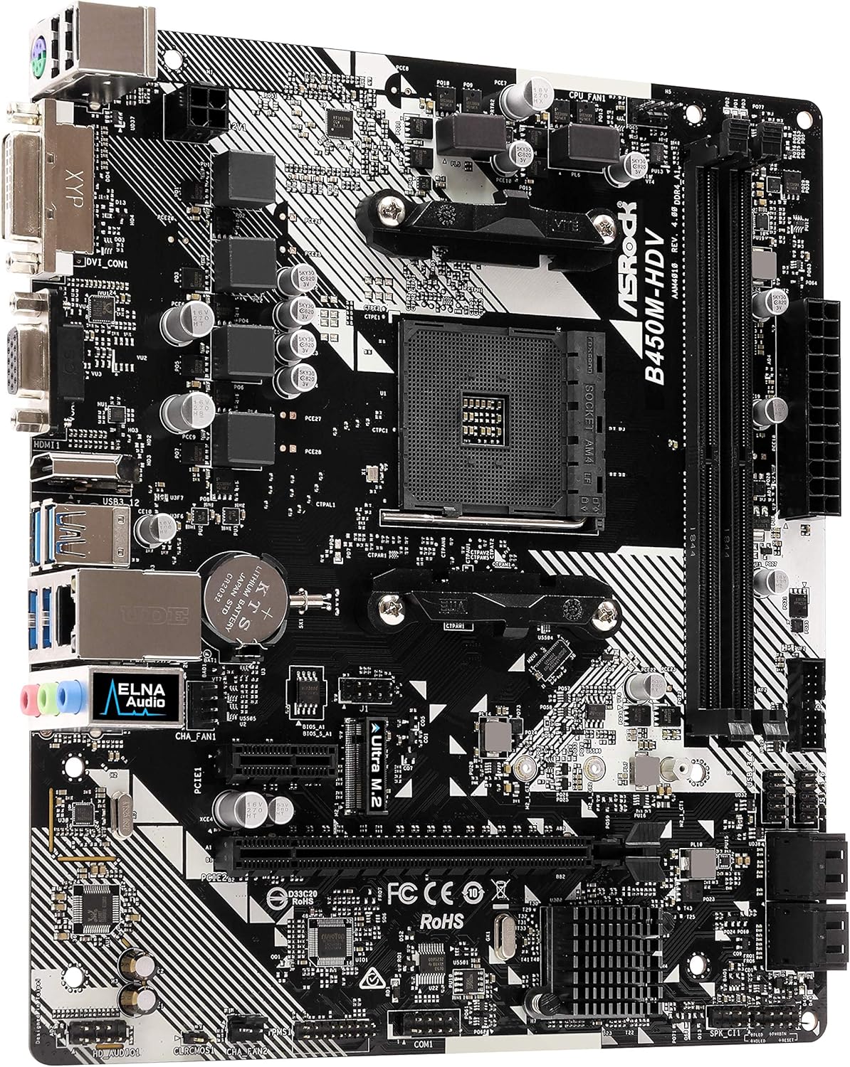 ASRock B450M-HDV R4.0 AM4 AMD Promontory B450 SATA 6Gb/s Micro ATX AMD Motherboard & Thermaltake Smart 500W 80+ White Certified PSU, Continuous Power with 120mm Ultra Quiet Cooling Fan