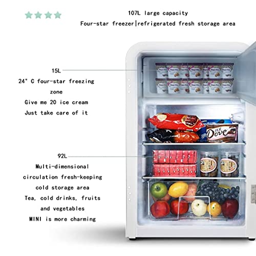 Wine Refrigerator, Retro Dual-Zone Wine Cooler, Household Refrigerator Single Door Tempered Glass, Independent Wine Cellar 107L (Beige 55 * 58 * 84cm)