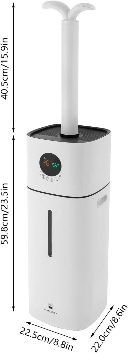 Humidifiers for Large Room, 3.52Gal/16L Whole House Humidifiers, Ultrasonic Cool Mist Top Fill Humidifier Mist Speed 21.12oz/ h, Remote, Quiet Tower Humidifier for Baby Bedrooms Plant Yoga Sleep