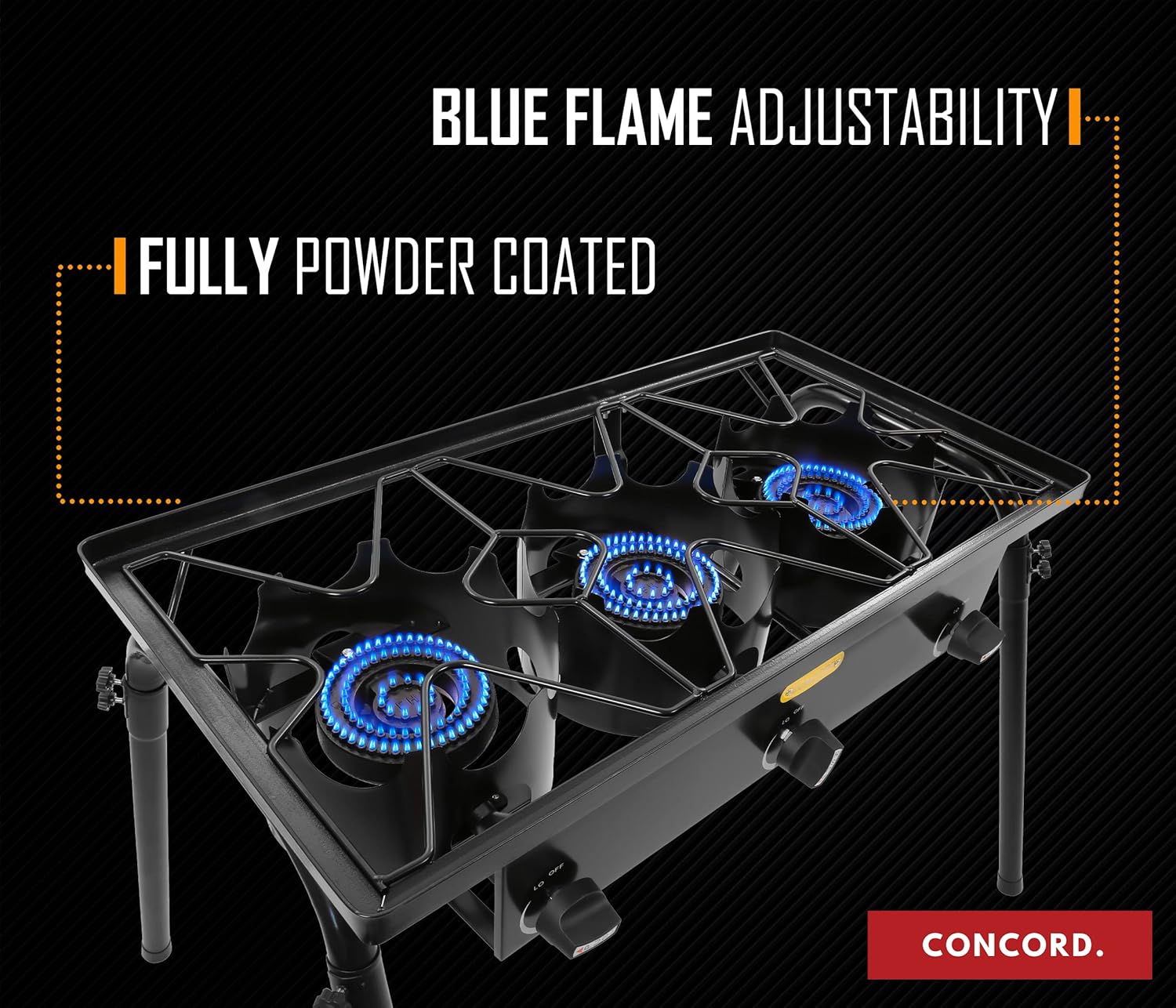 Concord Triple Burner Outdoor Propane Stove Cooker w/Regulator, 3 Burner Stove Brewing Supply